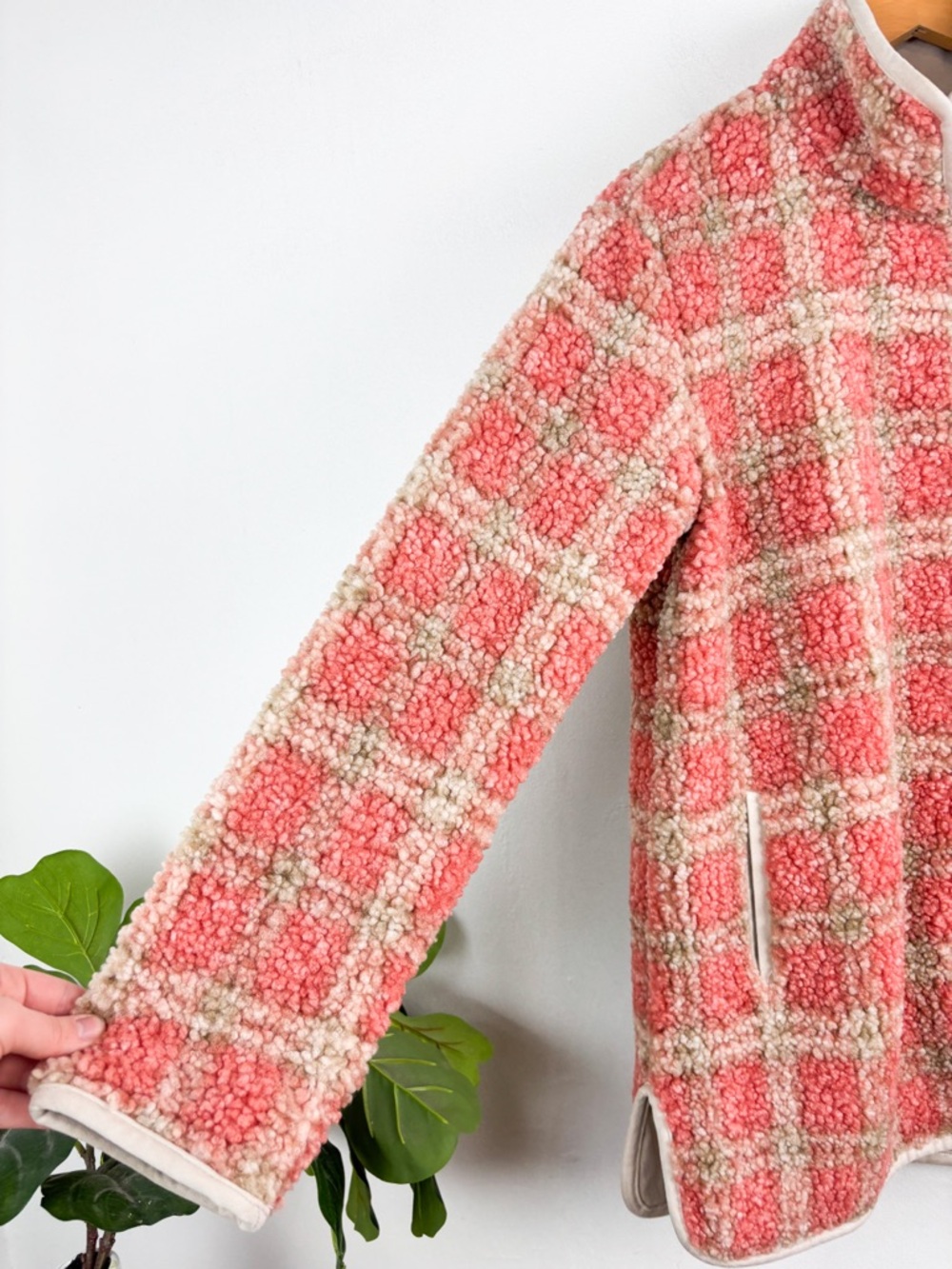 NIC+ZOE Sunset Sherpa Pink Plaid Jacket Sz M - Picture 8 of 11